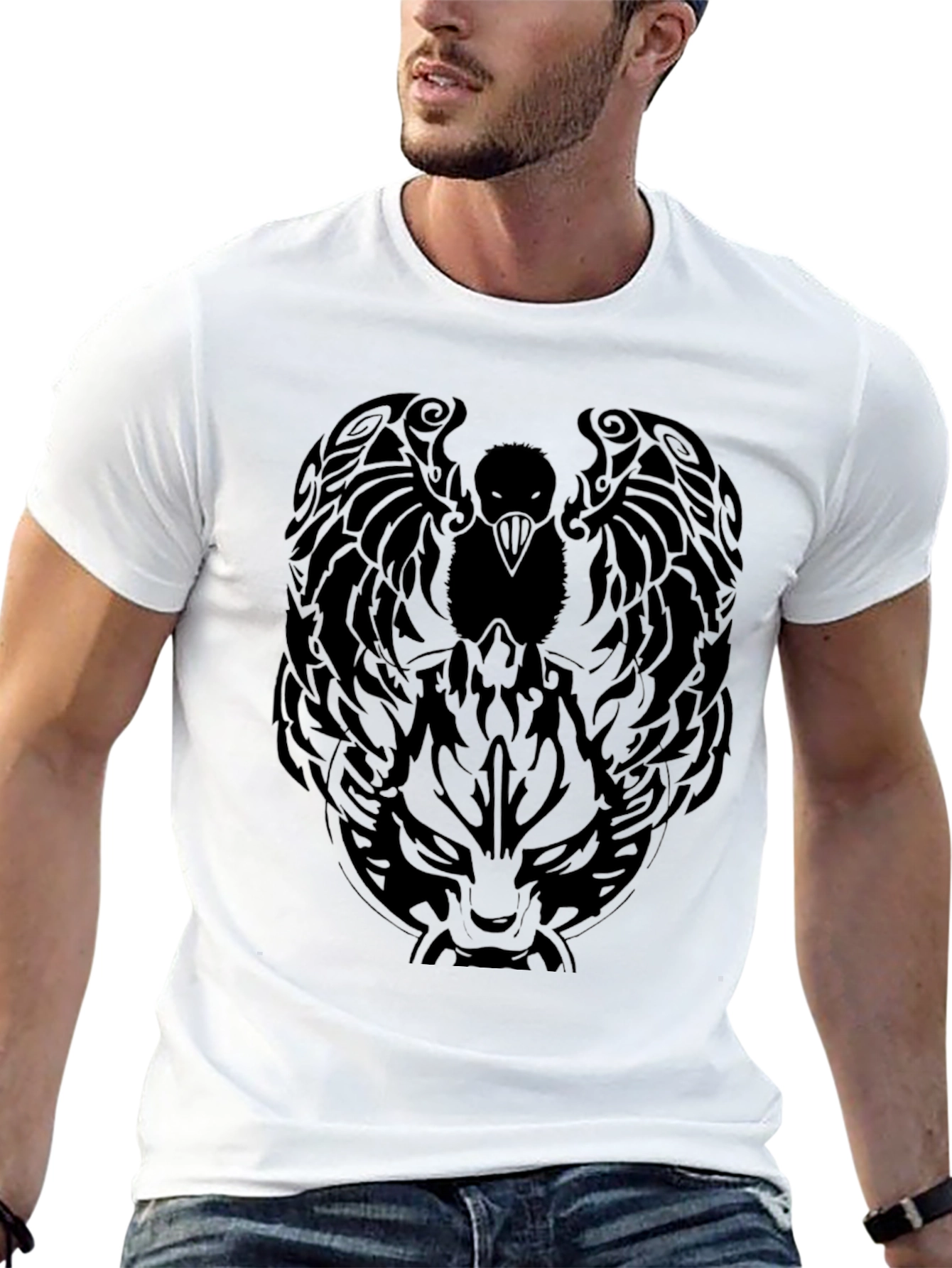 Raven & Wolf Graphic Tee - Mens Black T-Shirt