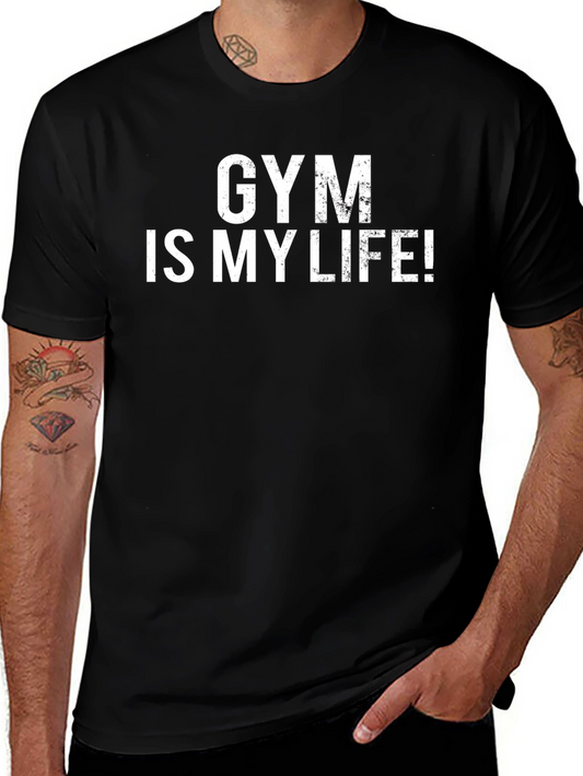 Gym Is My Life Black Graphic T-Shirt