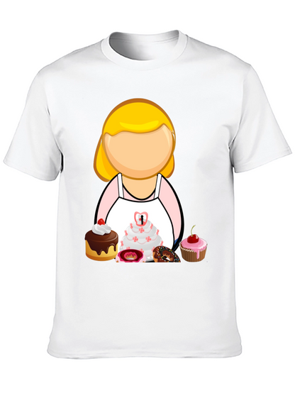 Baker Woman Cartoon T-Shirt Pastry Chef Tee