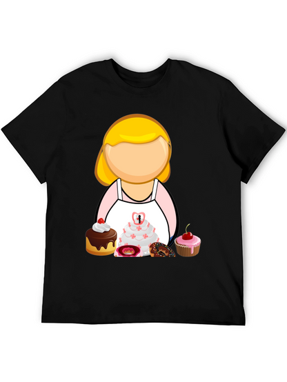 Baker Woman Cartoon T-Shirt Pastry Chef Tee