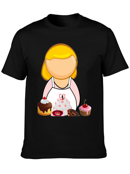 Baker Woman Cartoon T-Shirt Pastry Chef Tee