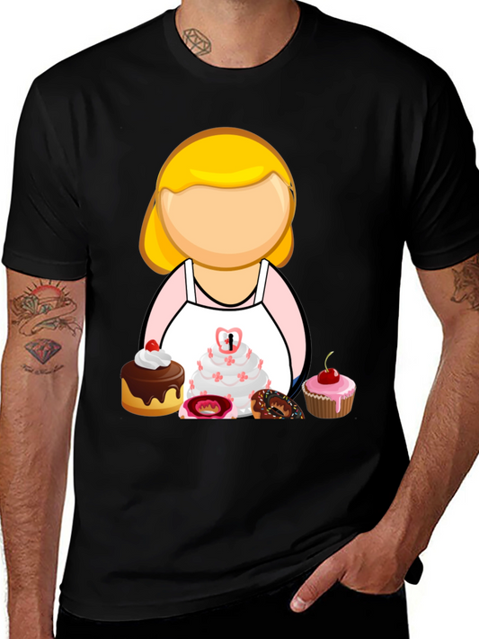 Baker Woman Cartoon T-Shirt Pastry Chef Tee