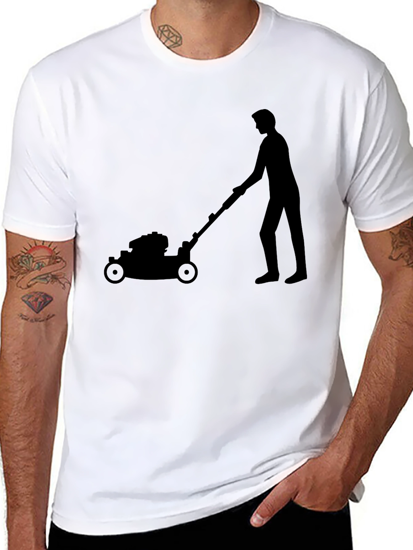 Lawn Mower Silhouette Graphic Tee