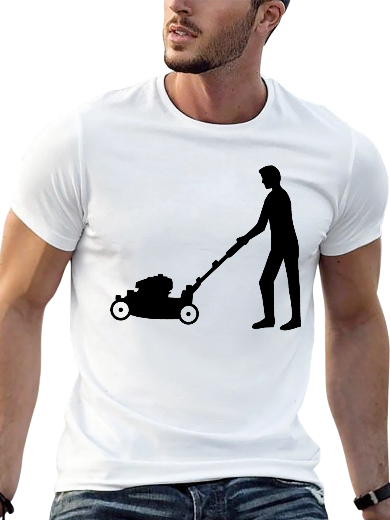 Lawn Mower Silhouette Graphic Tee