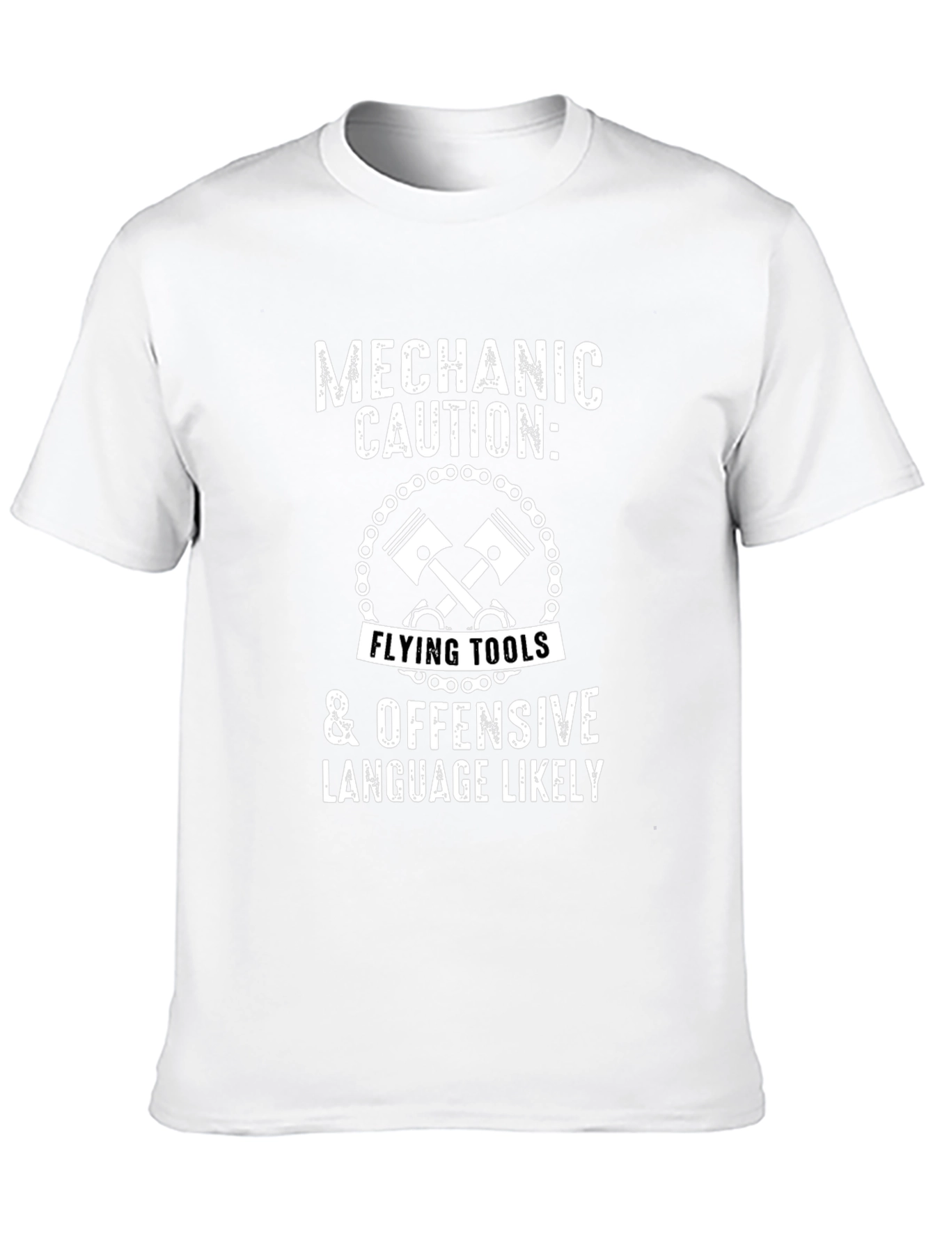 Mechanic Caution T-Shirt - Flying Tools & Offensive Language
