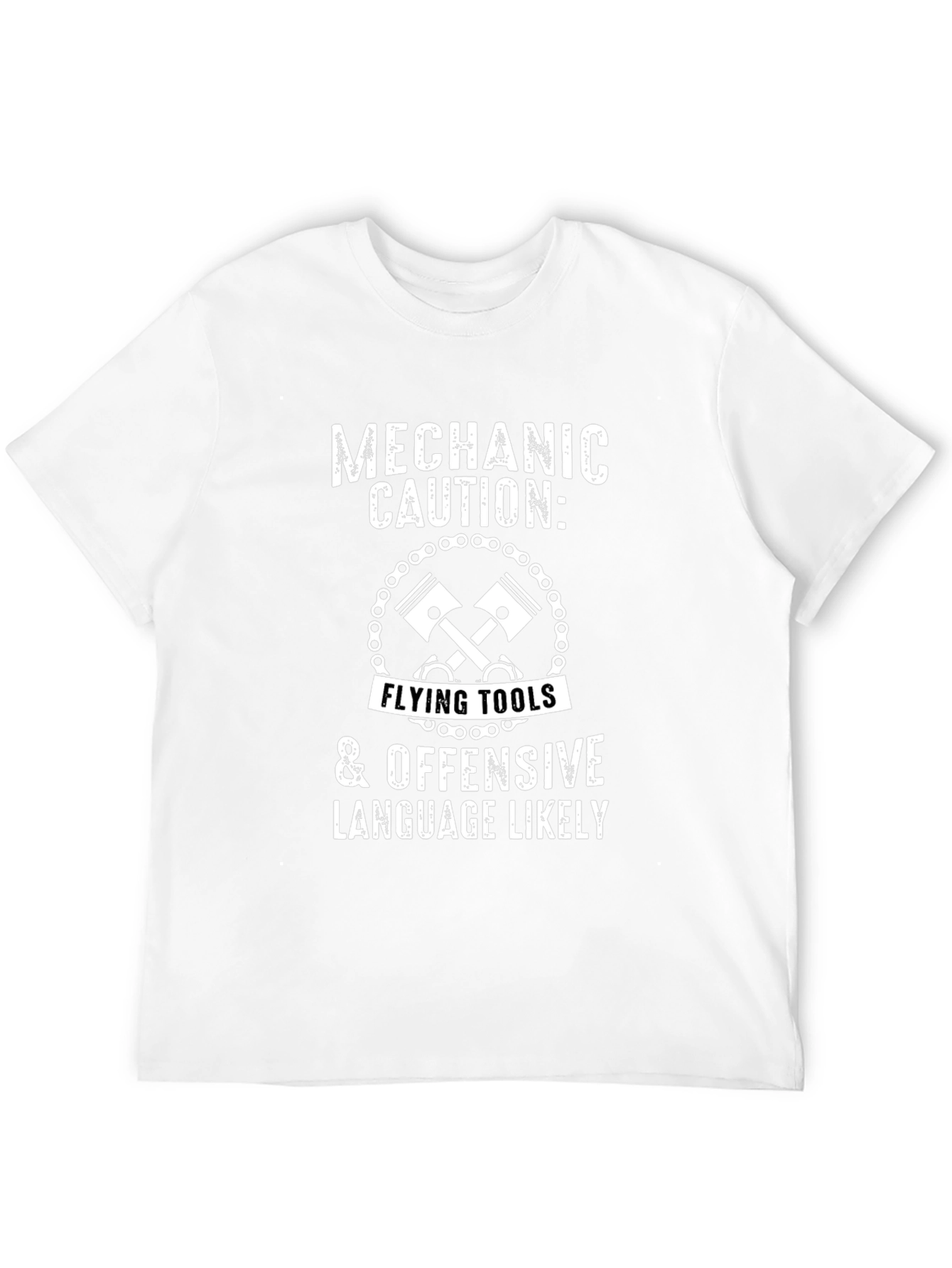 Mechanic Caution T-Shirt - Flying Tools & Offensive Language