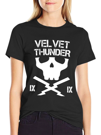 Velvet Thunder Graphic T-Shirt - Skull Design