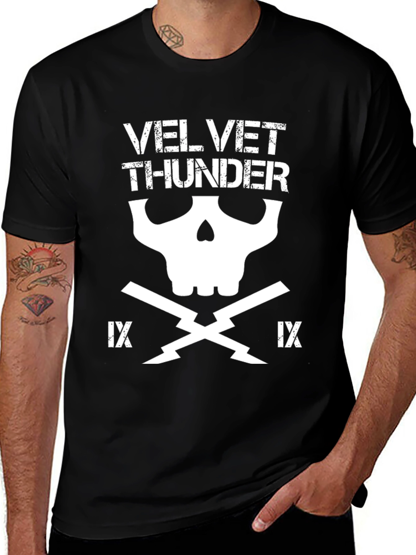 Velvet Thunder Graphic T-Shirt - Skull Design