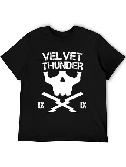 Velvet Thunder Graphic T-Shirt - Skull Design