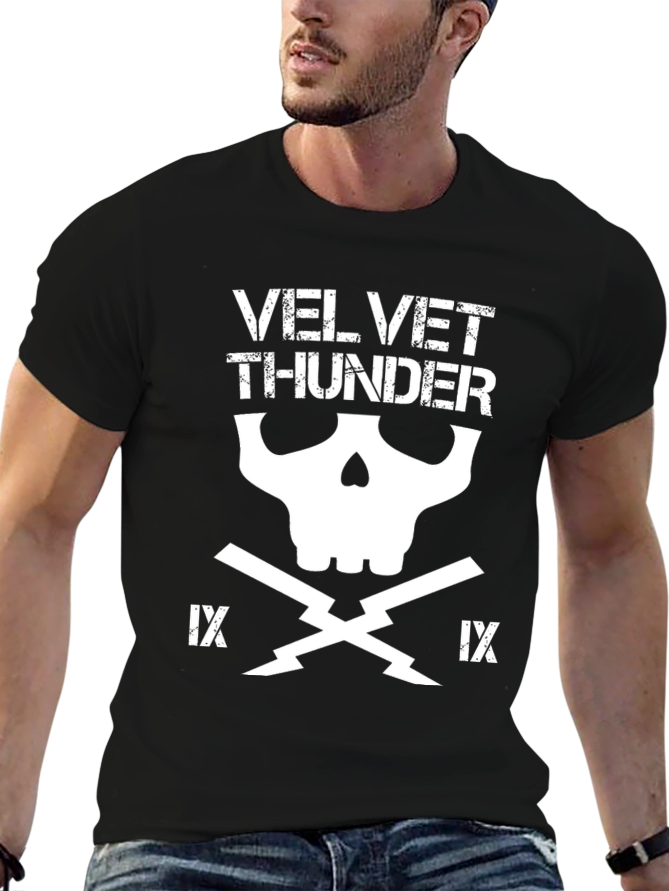 Velvet Thunder Graphic T-Shirt - Skull Design