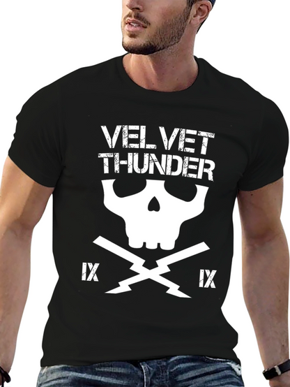 Velvet Thunder Graphic T-Shirt - Skull Design