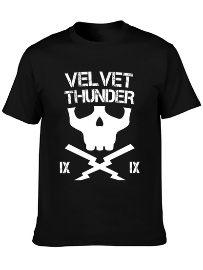 Velvet Thunder Graphic T-Shirt - Skull Design