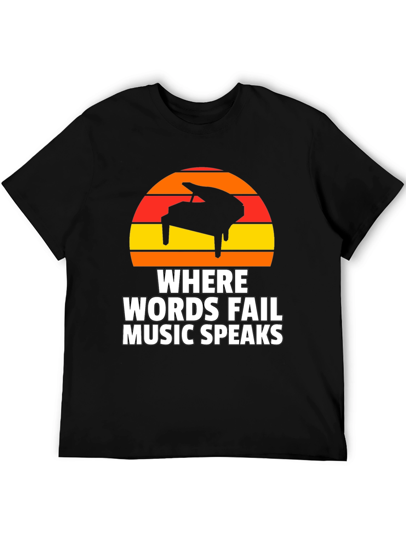 Music Speaks T-Shirt - Piano Sunset Graphic Tee