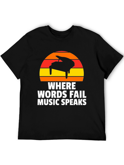 Music Speaks T-Shirt - Piano Sunset Graphic Tee