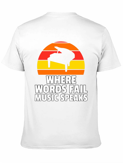 Music Speaks T-Shirt - Piano Sunset Graphic Tee