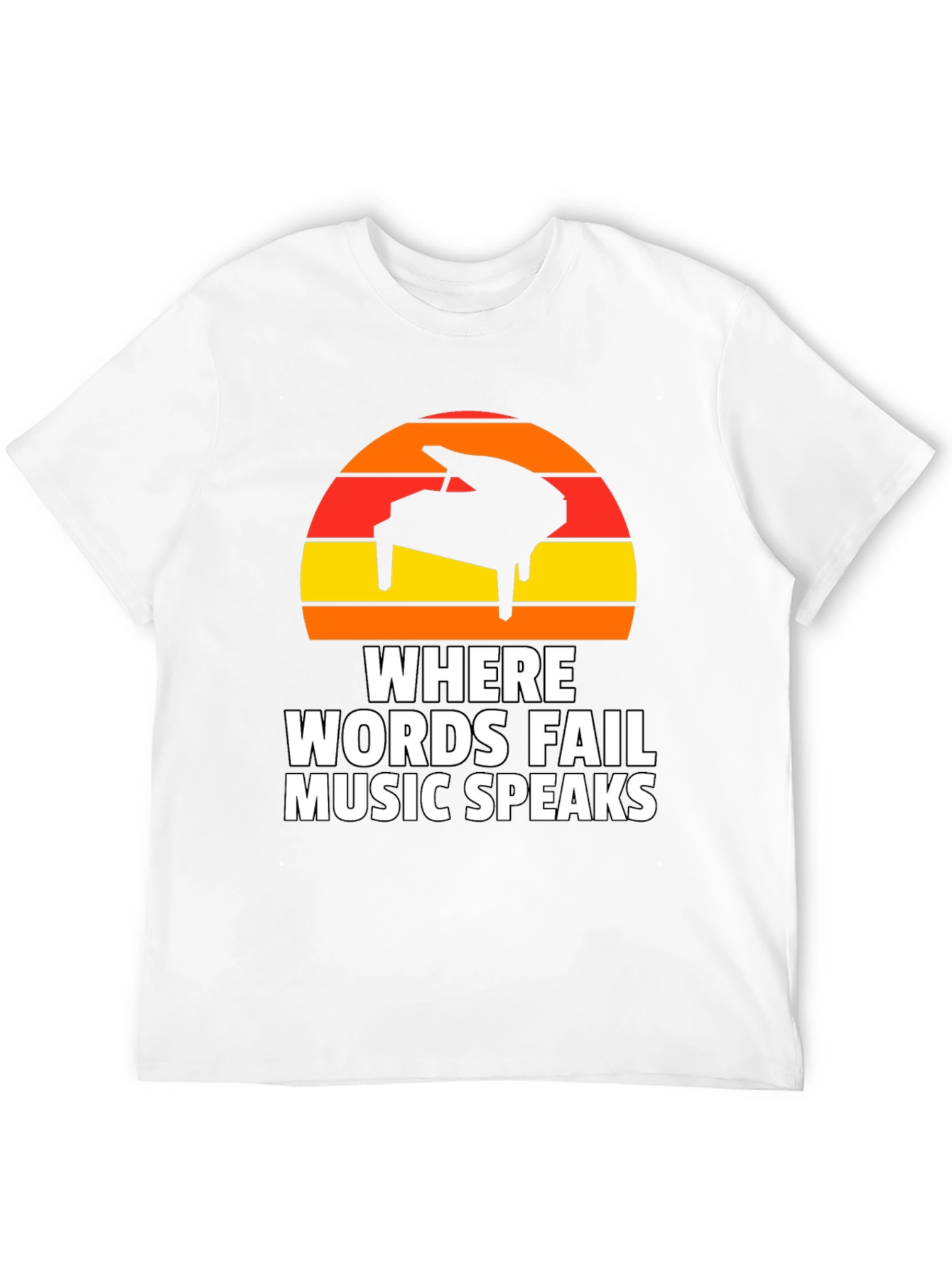 Music Speaks T-Shirt - Piano Sunset Graphic Tee