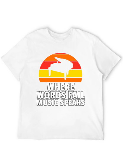 Music Speaks T-Shirt - Piano Sunset Graphic Tee