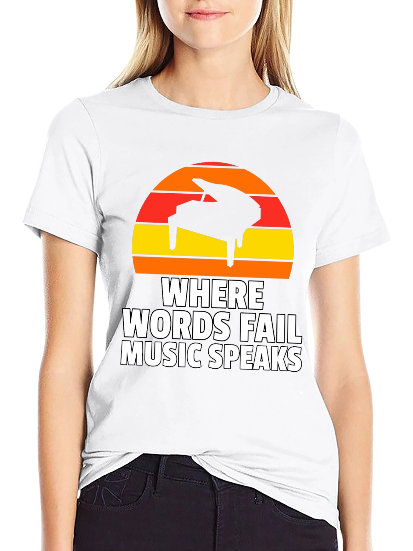 Music Speaks T-Shirt - Piano Sunset Graphic Tee