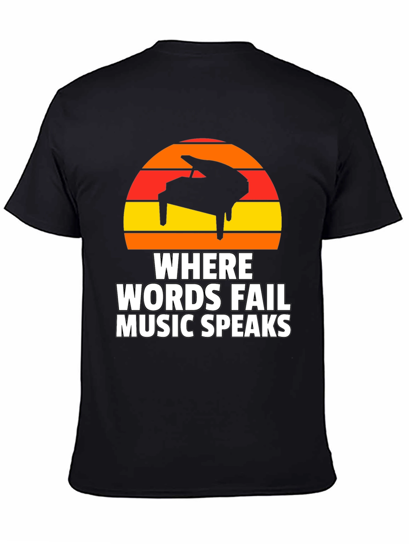 Music Speaks T-Shirt - Piano Sunset Graphic Tee