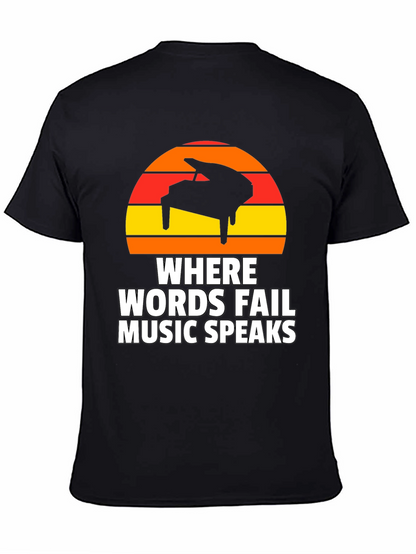 Music Speaks T-Shirt - Piano Sunset Graphic Tee