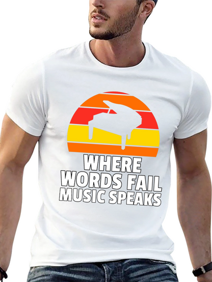 Music Speaks T-Shirt - Piano Sunset Graphic Tee