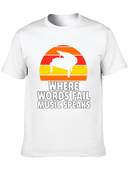 Music Speaks T-Shirt - Piano Sunset Graphic Tee