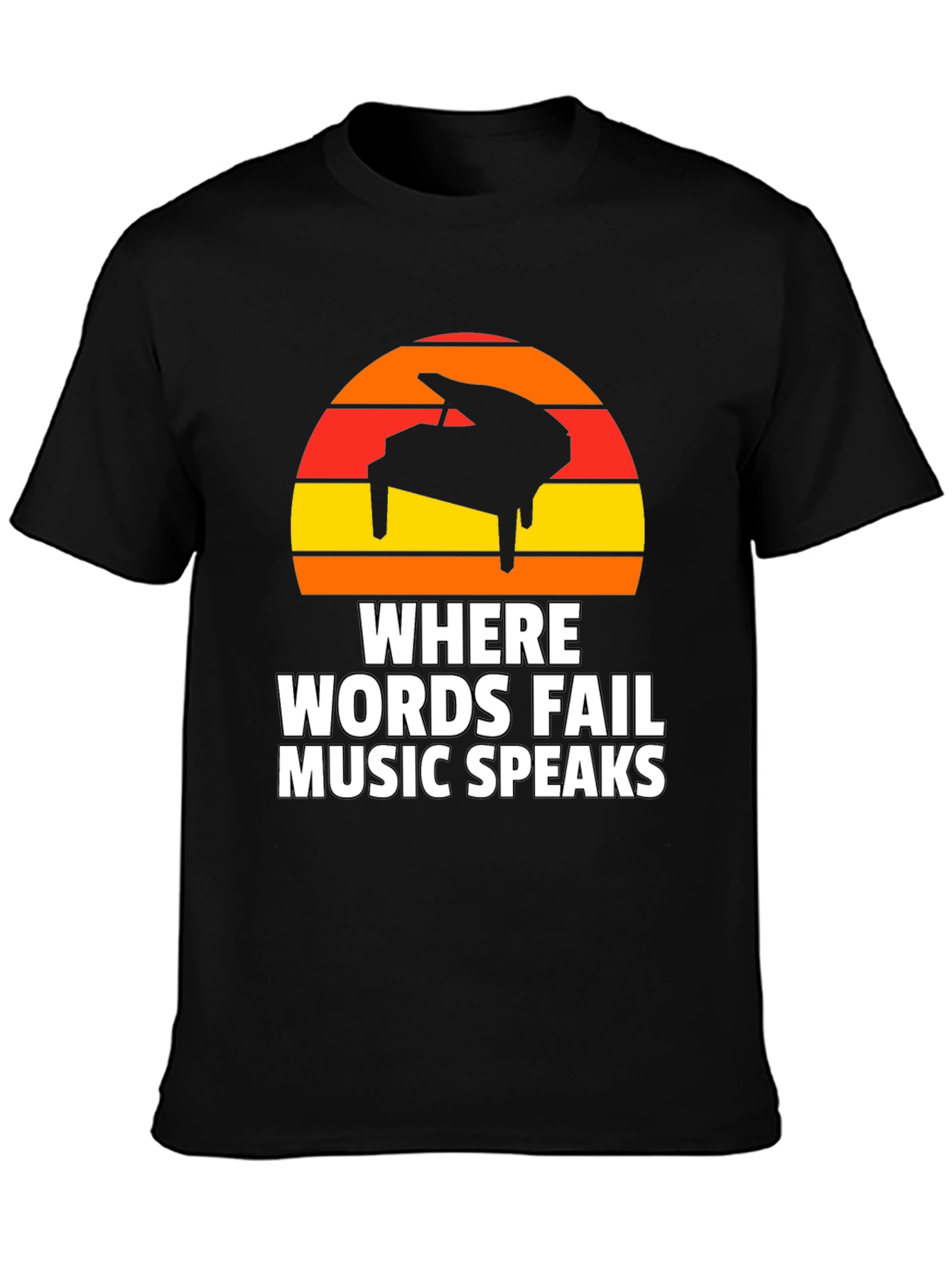 Music Speaks T-Shirt - Piano Sunset Graphic Tee