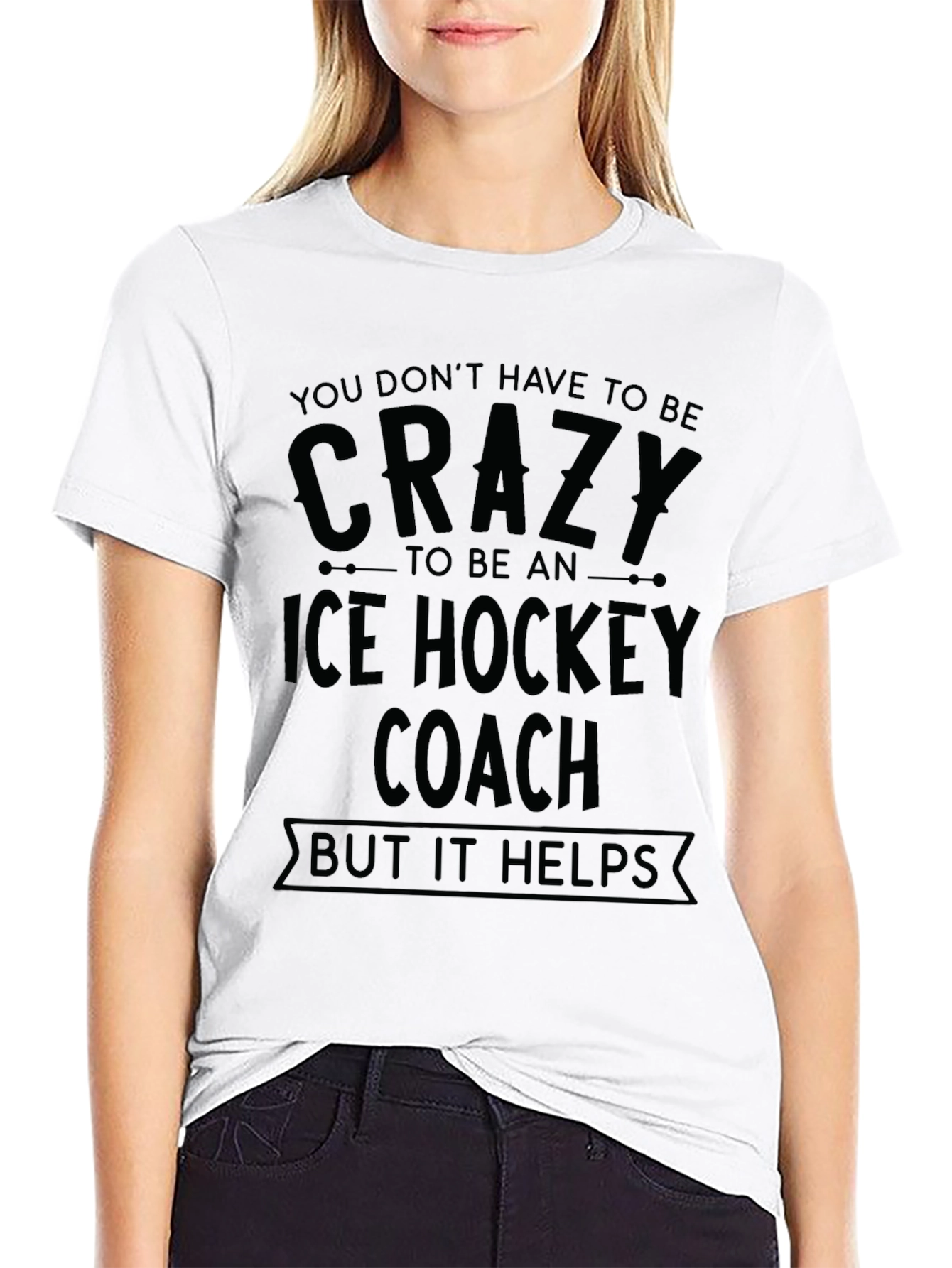 Crazy Ice Hockey Coach Black T-Shirt