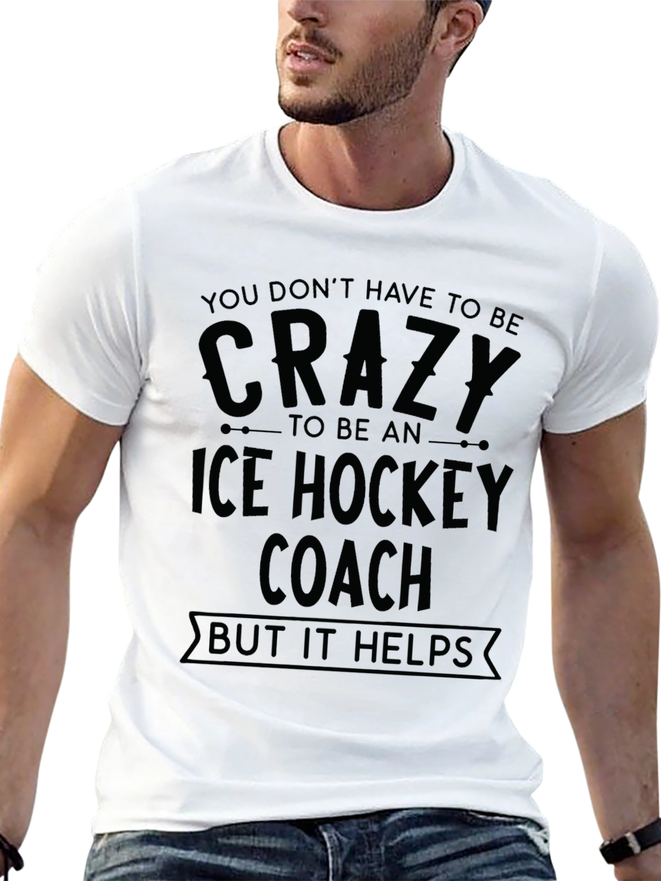 Crazy Ice Hockey Coach Black T-Shirt