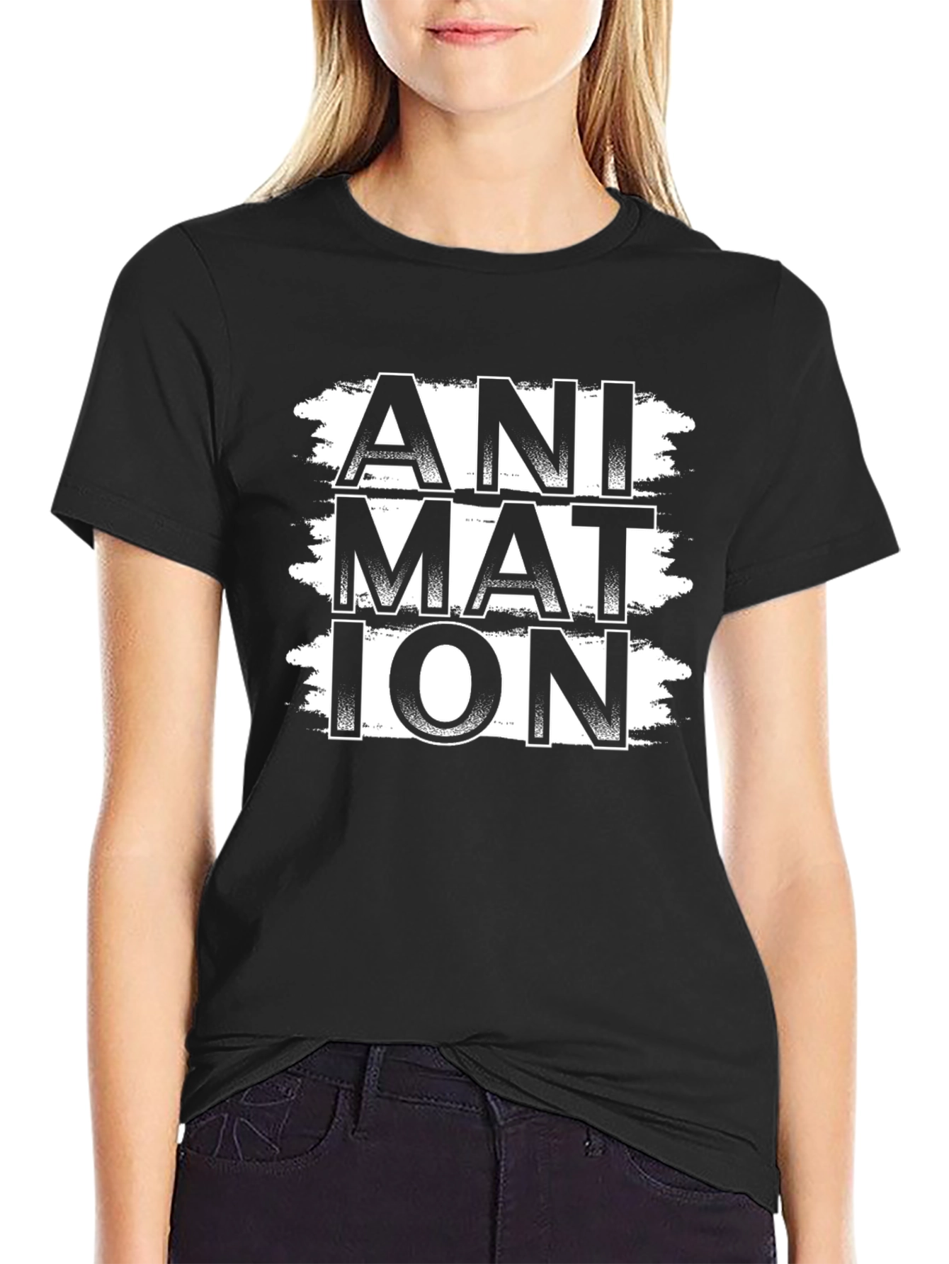 Animation Graphic Print Black T-Shirt