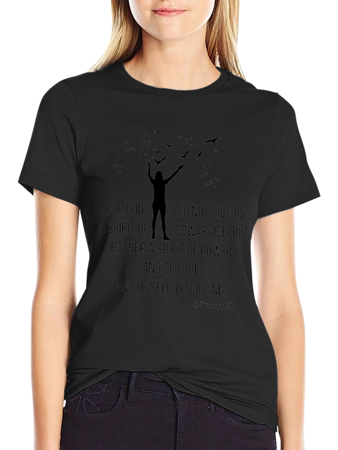 Motivational T-Shirt: 2 Timothy 1:7 Power Love Self-Discipline