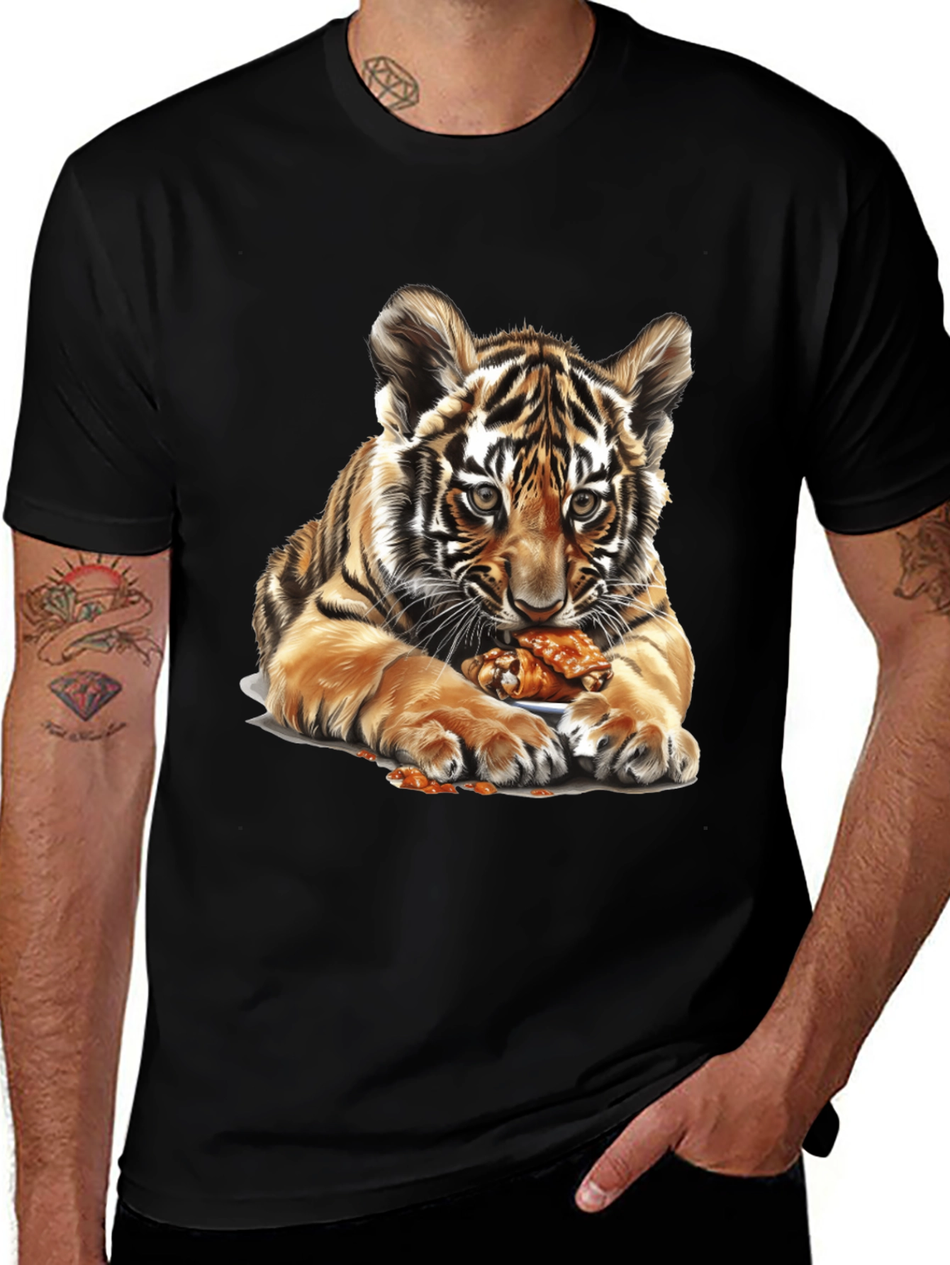Tiger Cub Chicken Wings Graphic Tee - Black