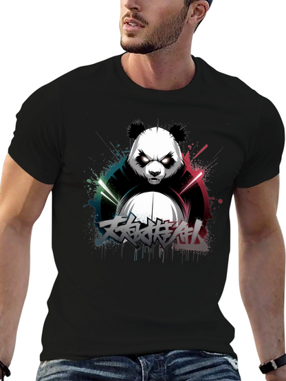 Mens Black Panda Graphic T-Shirt