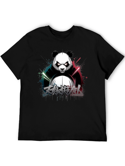 Mens Black Panda Graphic T-Shirt