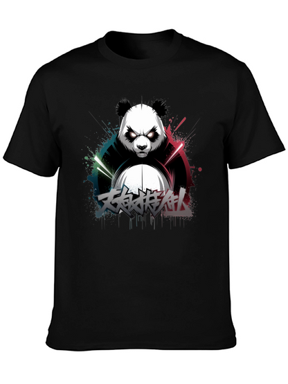 Mens Black Panda Graphic T-Shirt