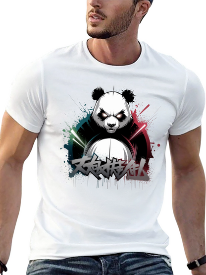 Mens Black Panda Graphic T-Shirt