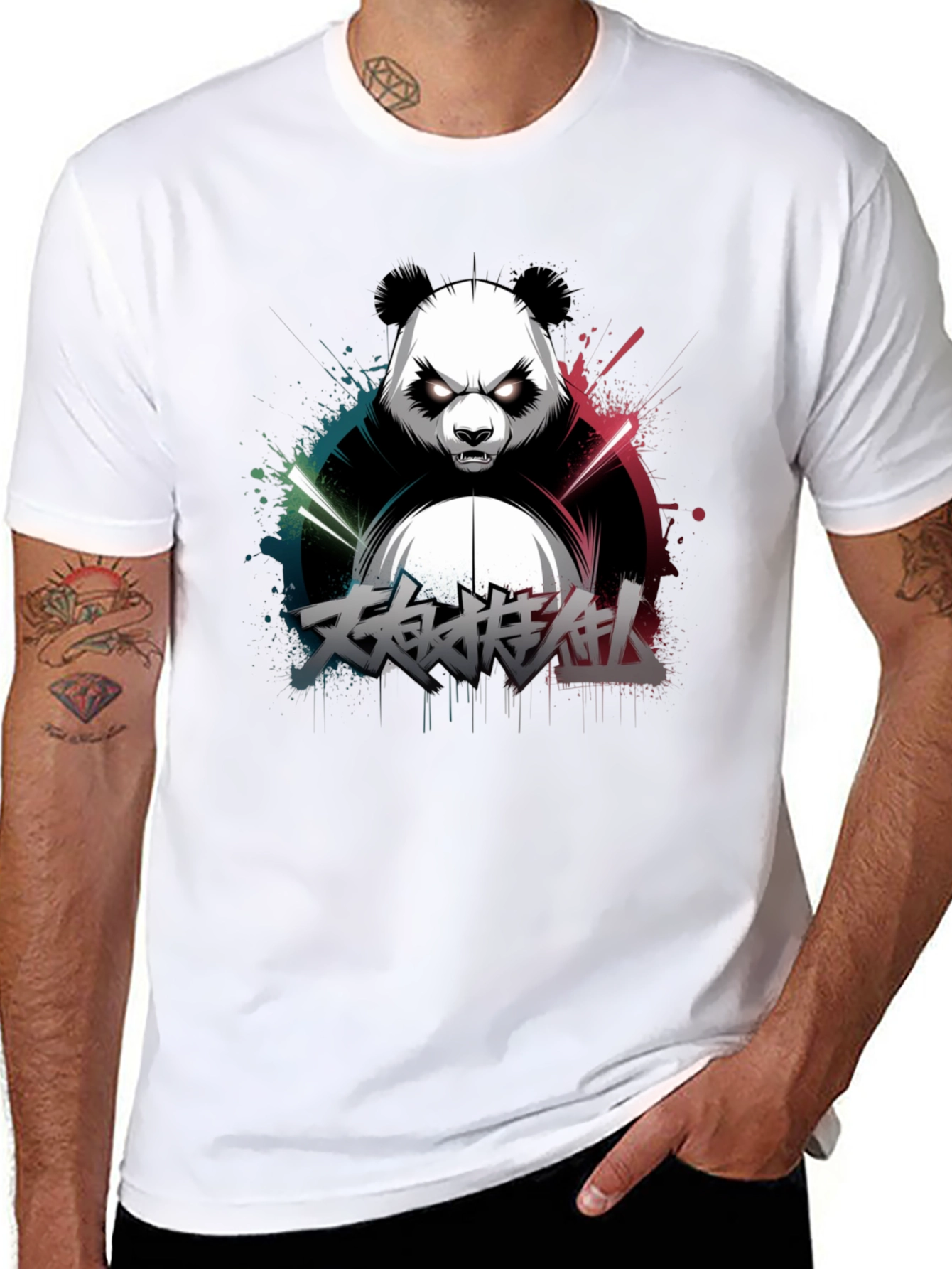 Mens Black Panda Graphic T-Shirt
