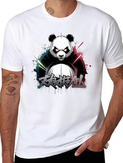 Mens Black Panda Graphic T-Shirt