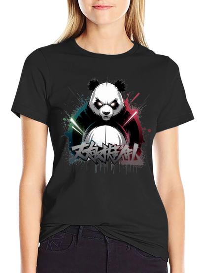 Mens Black Panda Graphic T-Shirt