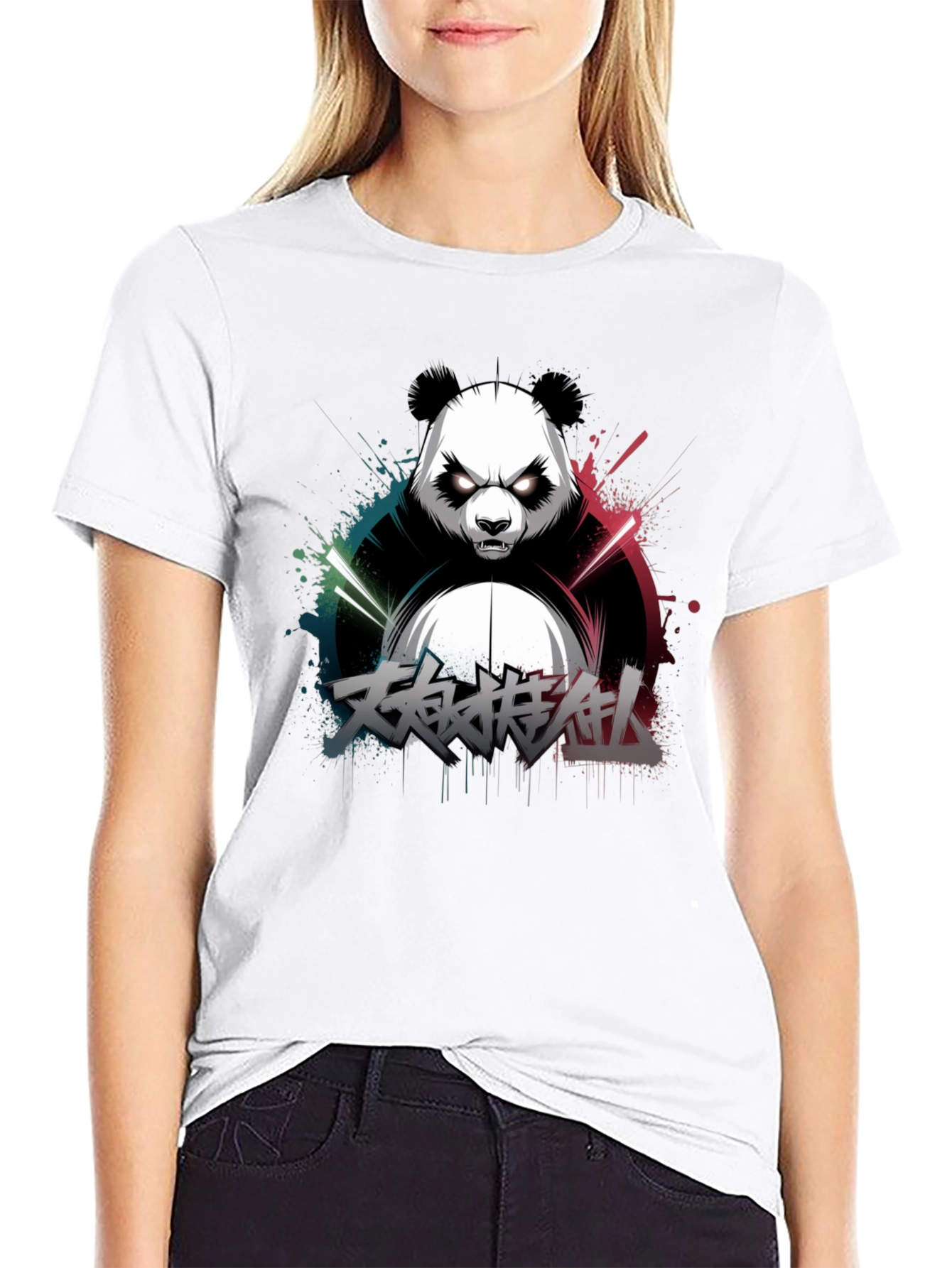 Mens Black Panda Graphic T-Shirt