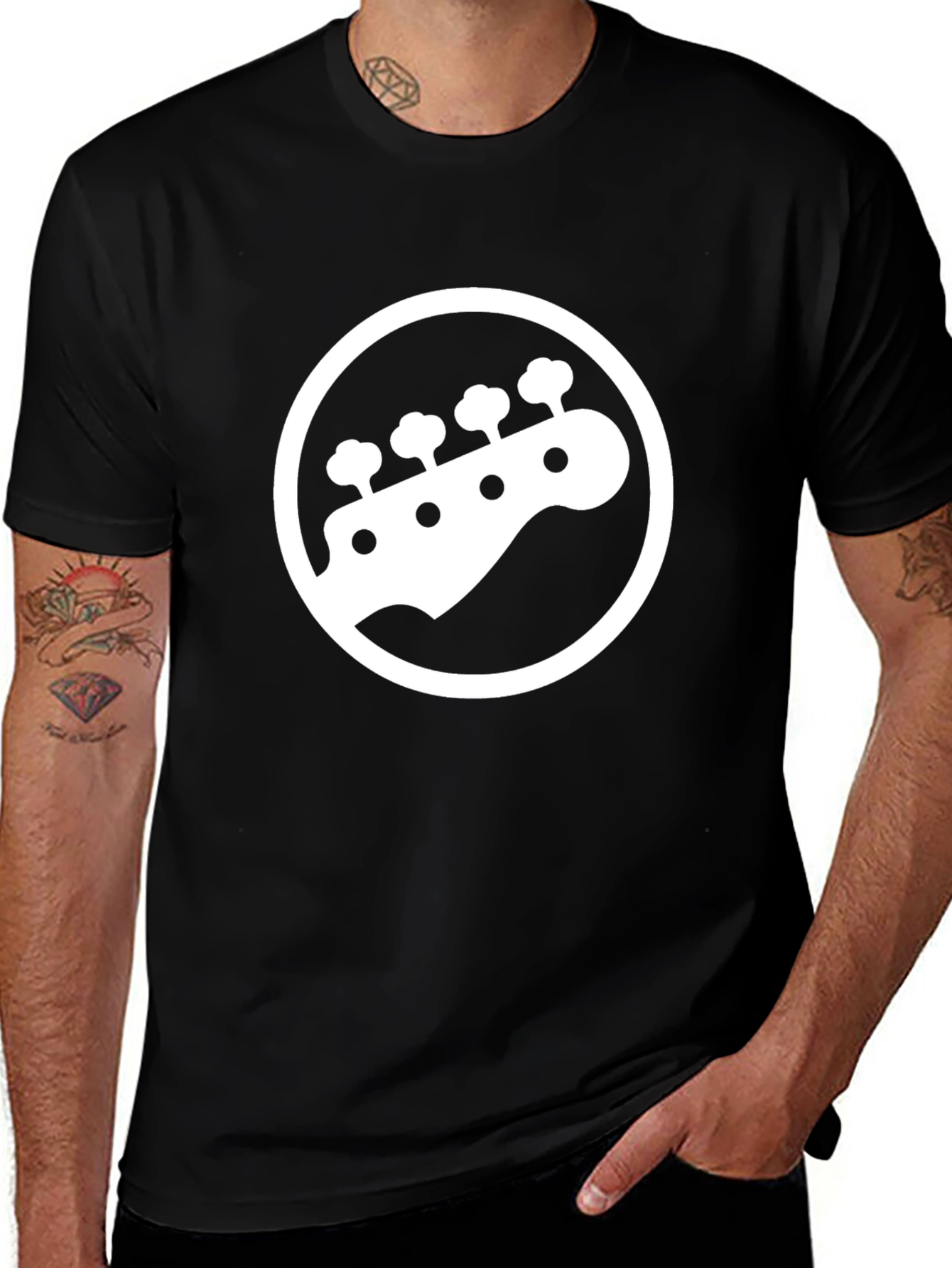 Bass Guitar Headstock Black T-Shirt