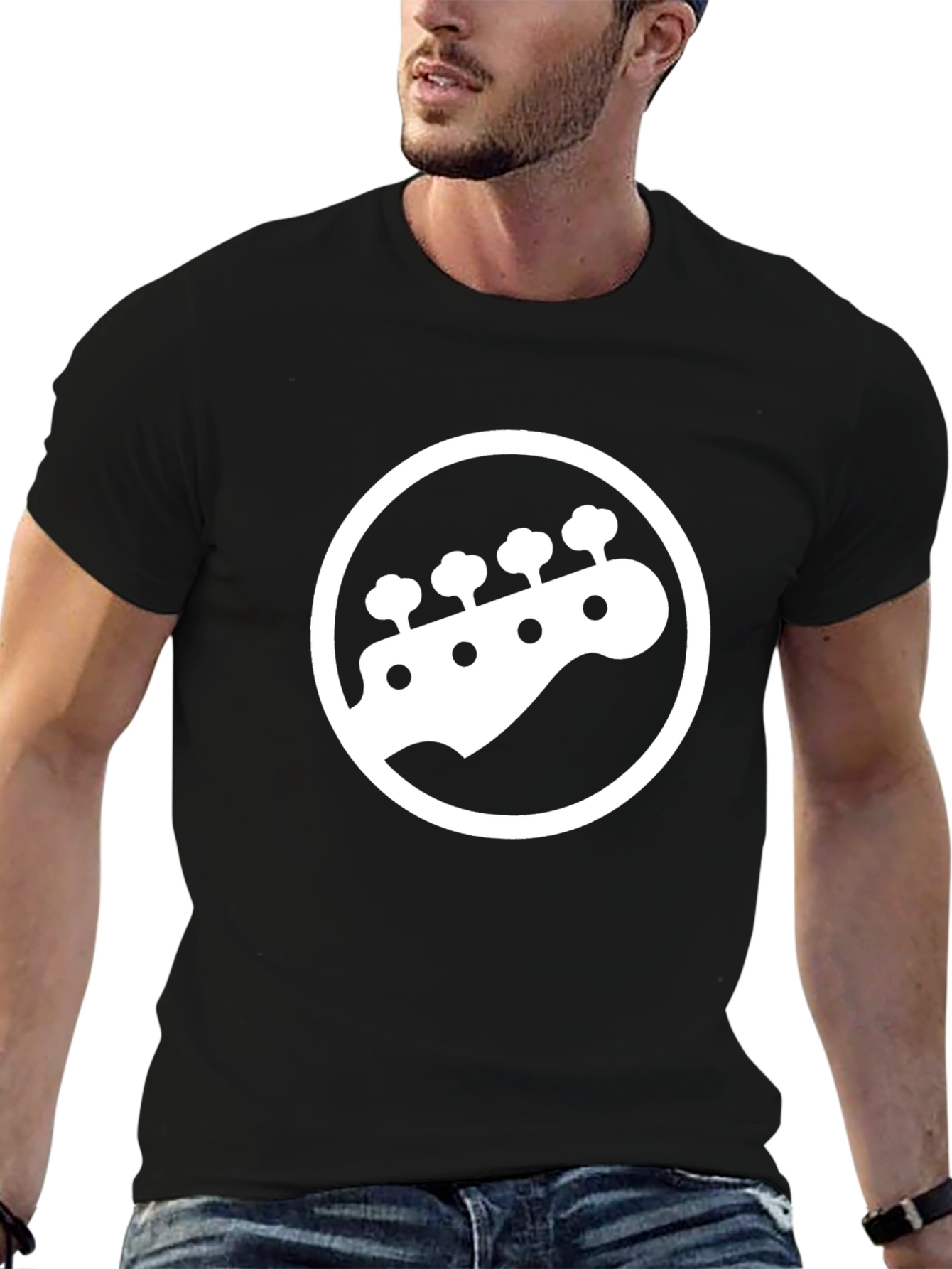 Bass Guitar Headstock Black T-Shirt