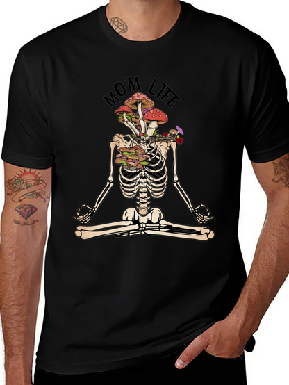 Mom Life Skeleton Mushroom Meditation T-Shirt