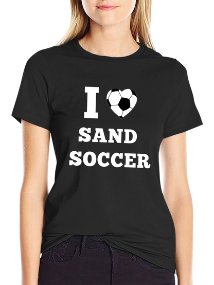 I Heart Sand Soccer Black Graphic T-Shirt