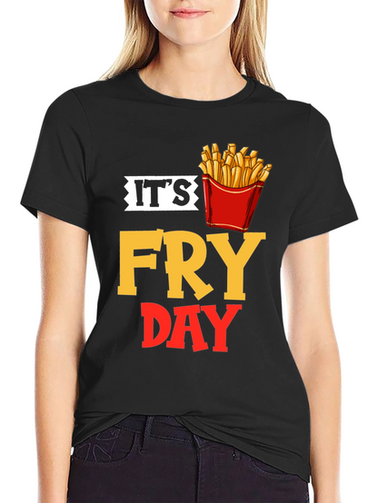 Its Fry Day Black T-Shirt - Foodie Fun!