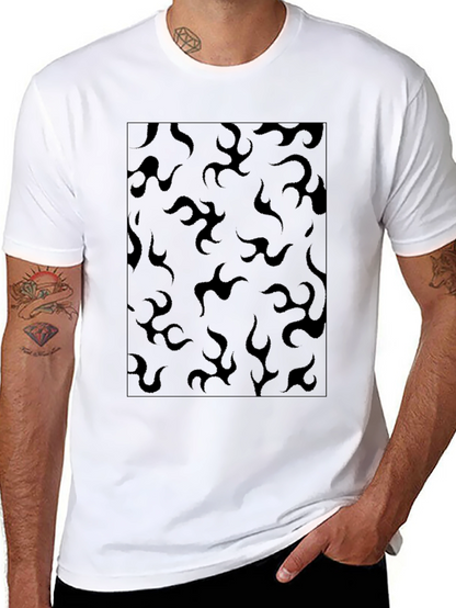 Black Flame Pattern T-Shirt - Casual Style
