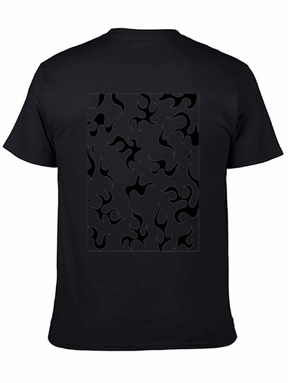 Black Flame Pattern T-Shirt - Casual Style