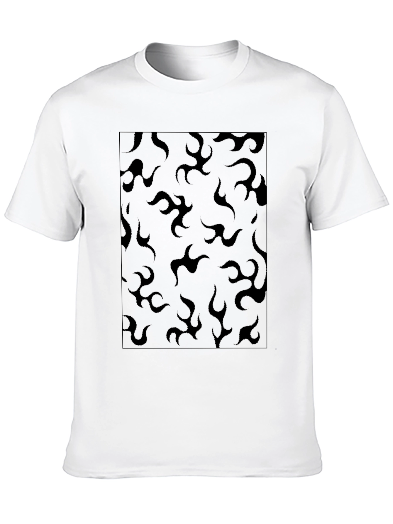 Black Flame Pattern T-Shirt - Casual Style
