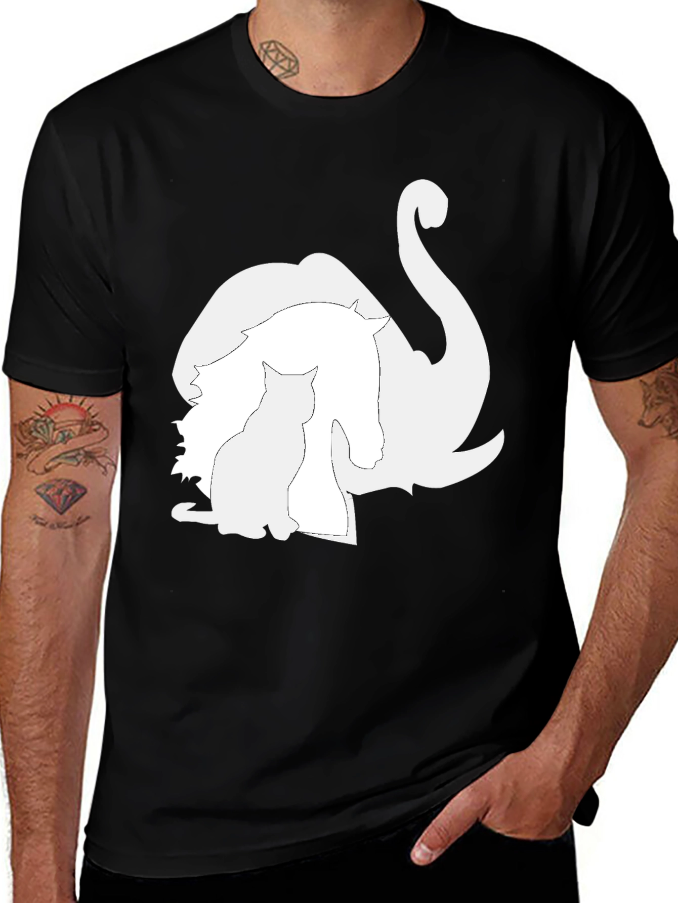 Animal Silhouette Graphic Tee - Unique Style