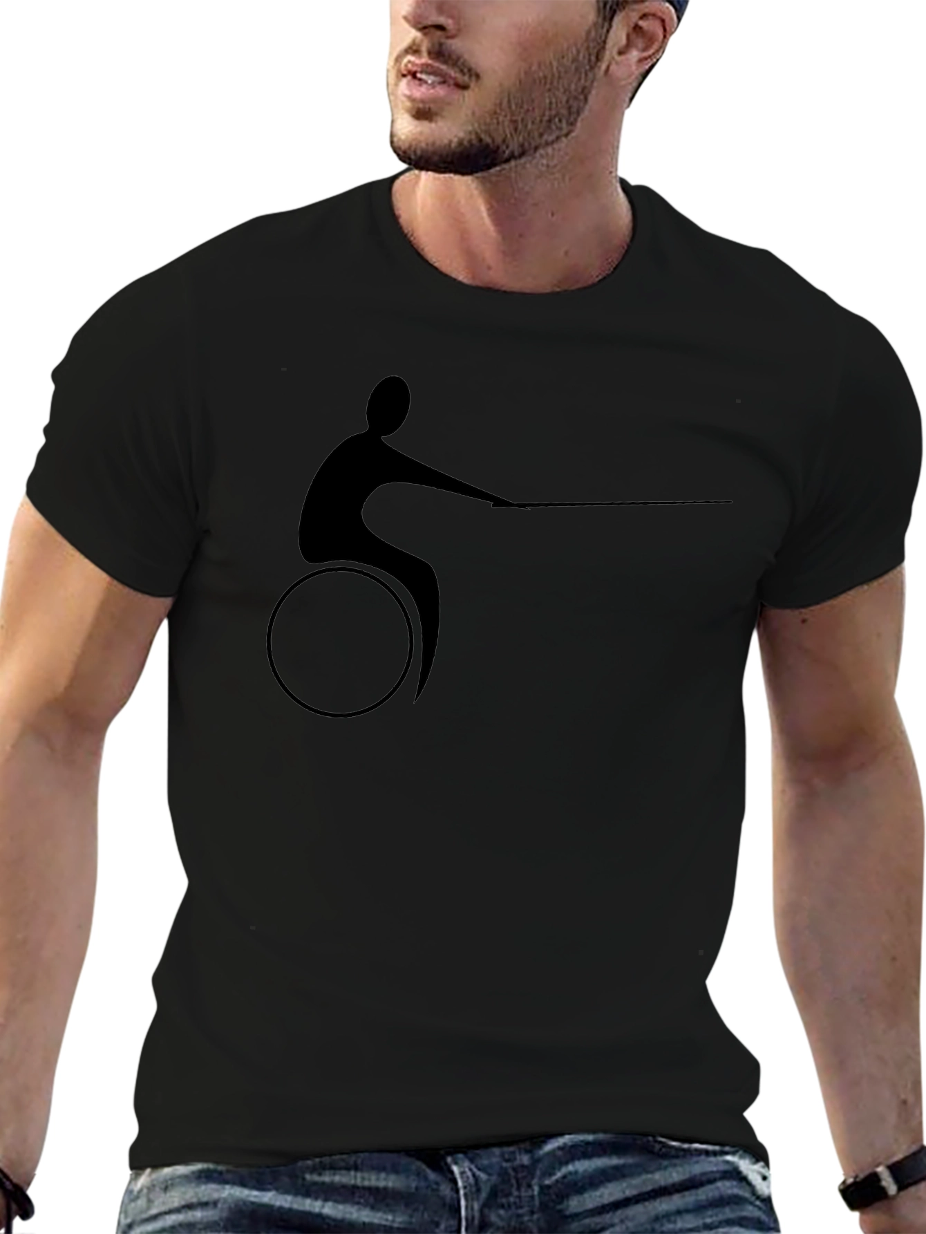 Wheelchair Fencer Silhouette Black T-Shirt